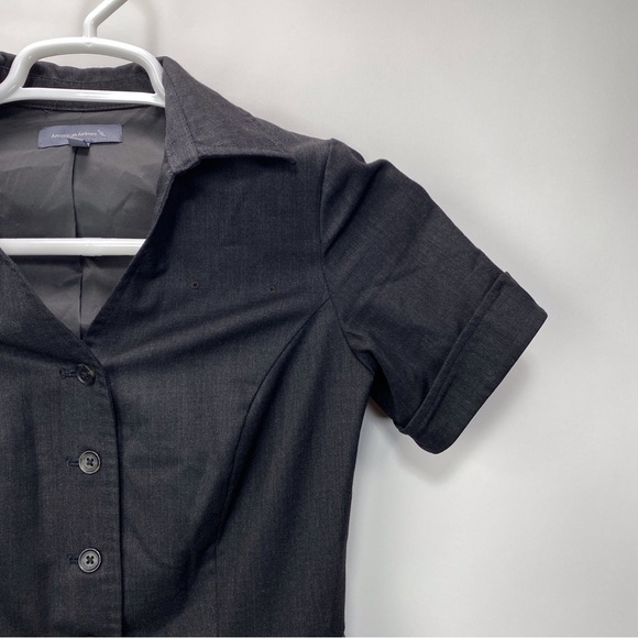 American Airlines Grey Womens Button Up Uniform Dress Size 0 Short Sleeve - Picture 7 of 13